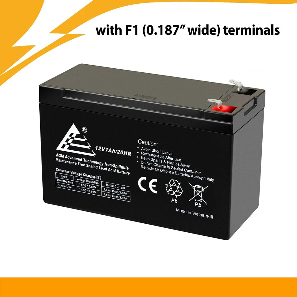 12V 7Ah Sealed Lead Acid SLA Battery Compatible with Enduring 6-FM-7