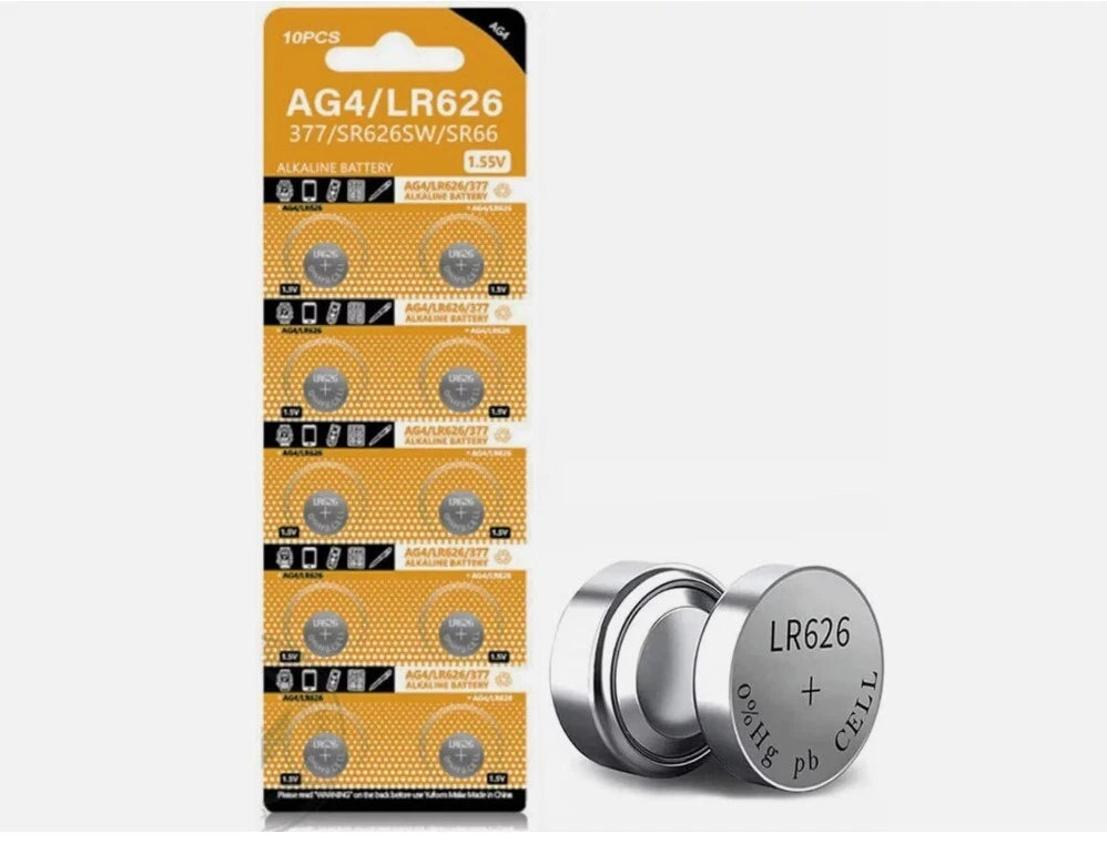 LR626 SR66 Alkaline Button Watch Battery Pack of 10 — Compatible with AG4 377 376 364 363