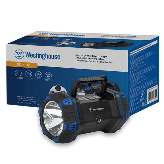 Westinghouse WF217 Rechargeable Search Light and Area Light with Built In Mobile Power Bank and 8 Adjustable Lighting Modes for Outdoor and Emergency Use