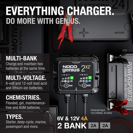 NOCO 4A 2-Bank Battery Charger