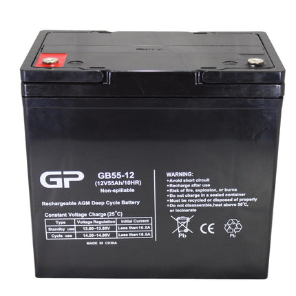 wholesale, wholesale batteries, sla, sealed lead acid batteries, wholesale sealed lead acid, GP12-55, 12V 55Ah
