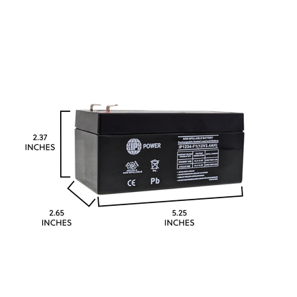 IP Power IP1234 F1 12V 3.4Ah Sealed Lead Acid Rechargeable Battery for Alarms UPS Systems and Emergency Lighting