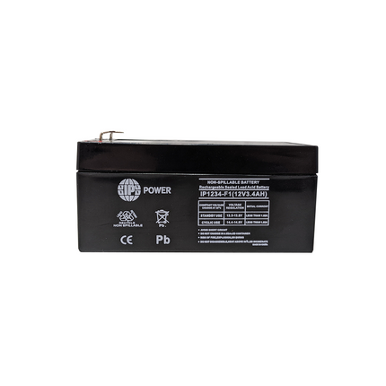 IP Power IP1234 F1 12V 3.4Ah Sealed Lead Acid Rechargeable Battery for Alarms UPS Systems and Emergency Lighting