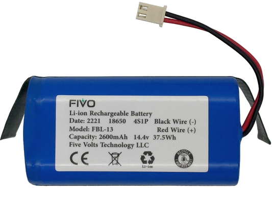 Replacement Battery for Shark Ion R75 RV85 RV850 RV750-N RVBAT850(2-prongs plug)
