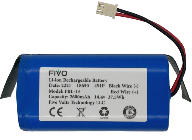 Replacement Battery for Shark Ion R75 RV85 RV850 RV750-N RVBAT850(2-prongs plug)
