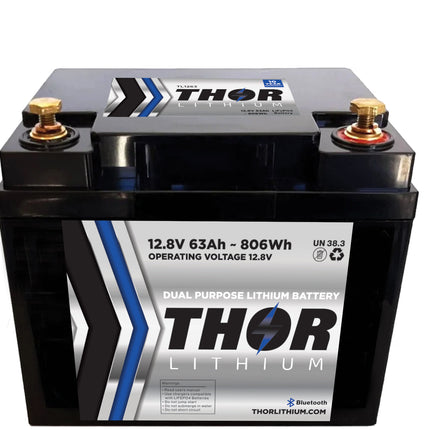 Thor 12V 63Ah LiFePO4 Battery – Compact Heated Lithium with Bluetooth BMS (TL1263)