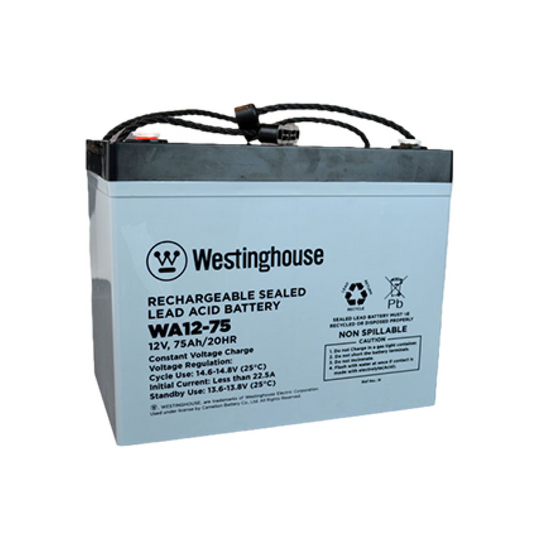 Westinghouse WA12-75-F11 12V 75Ah F11 Terminal Sealed Lead Acid Rechargeable Battery