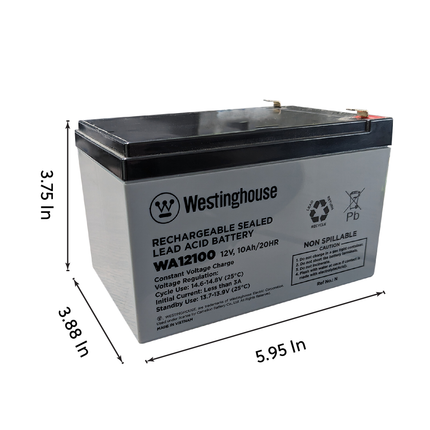 Westinghouse WA12100N-F2 12V 10Ah F2 Terminal Sealed Lead Acid Rechargeable Battery