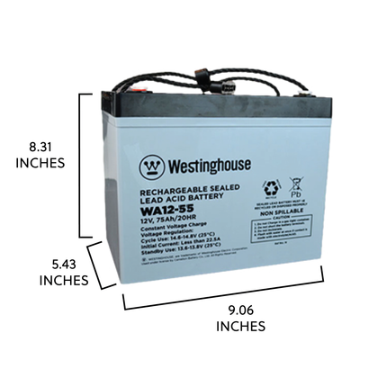 Westinghouse WA12-55N-F11 12V 55Ah F11 Terminal Sealed Lead Acid Rechargeable Battery