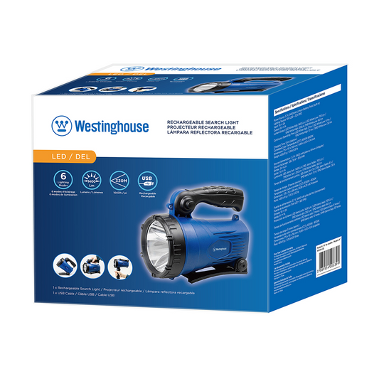 Westinghouse WF216 Rechargeable Search Light and Area Light with Built In Mobile Power Bank and 6 Adjustable Lighting Modes for Outdoor and Emergency Use