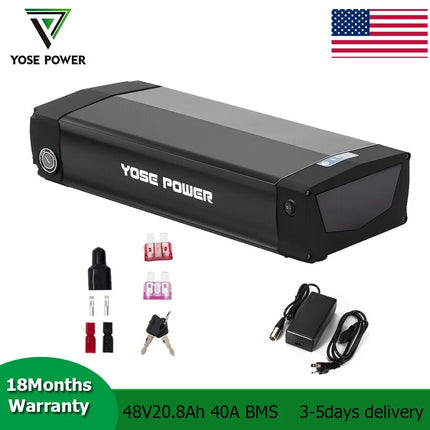 48V 20Ah Rear Rack Lithium Electric Bike Battery with Mounting Carrier